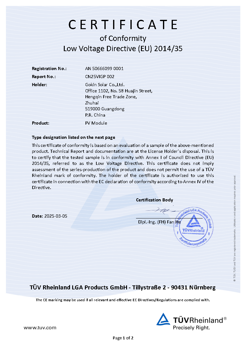 IEC61215&IEC61730 CE BC Dual Glass