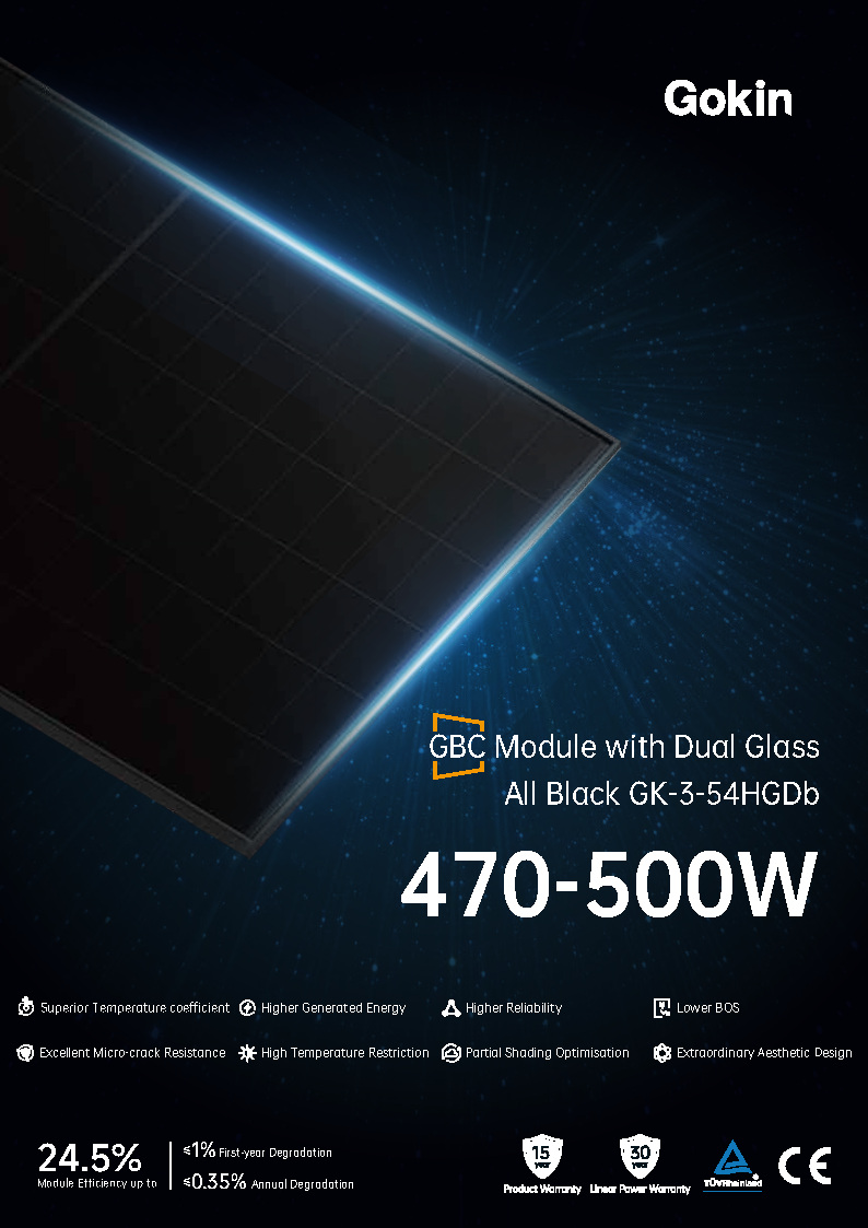 GK-3-54HGDb 470-500W<br>ALL BLACK (Glass:2.0mm)