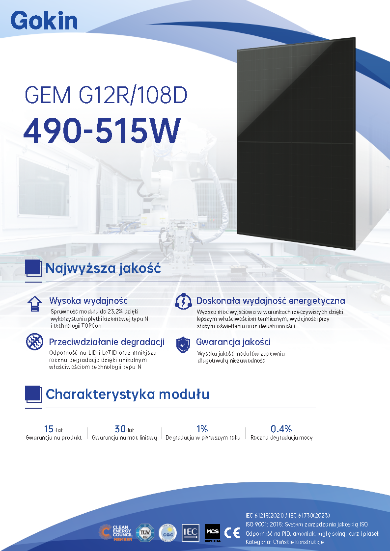 GEM  G12R-108D<br>490-515W BLACK (Szk?o:2,0mm)