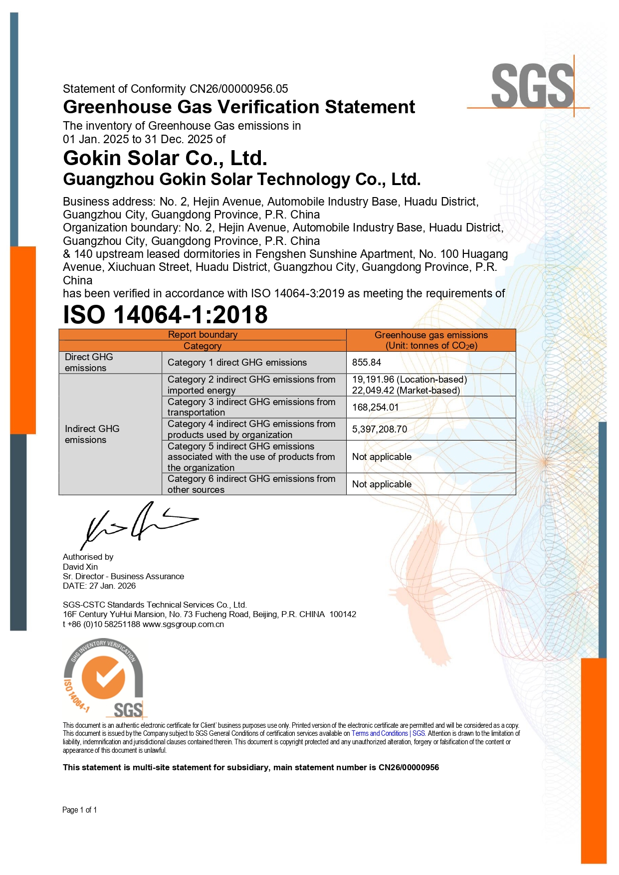 ZSN240229 - Guangzhou Gokin Declaraci��n de Verificaci��n de Gases de Efecto Invernadero
